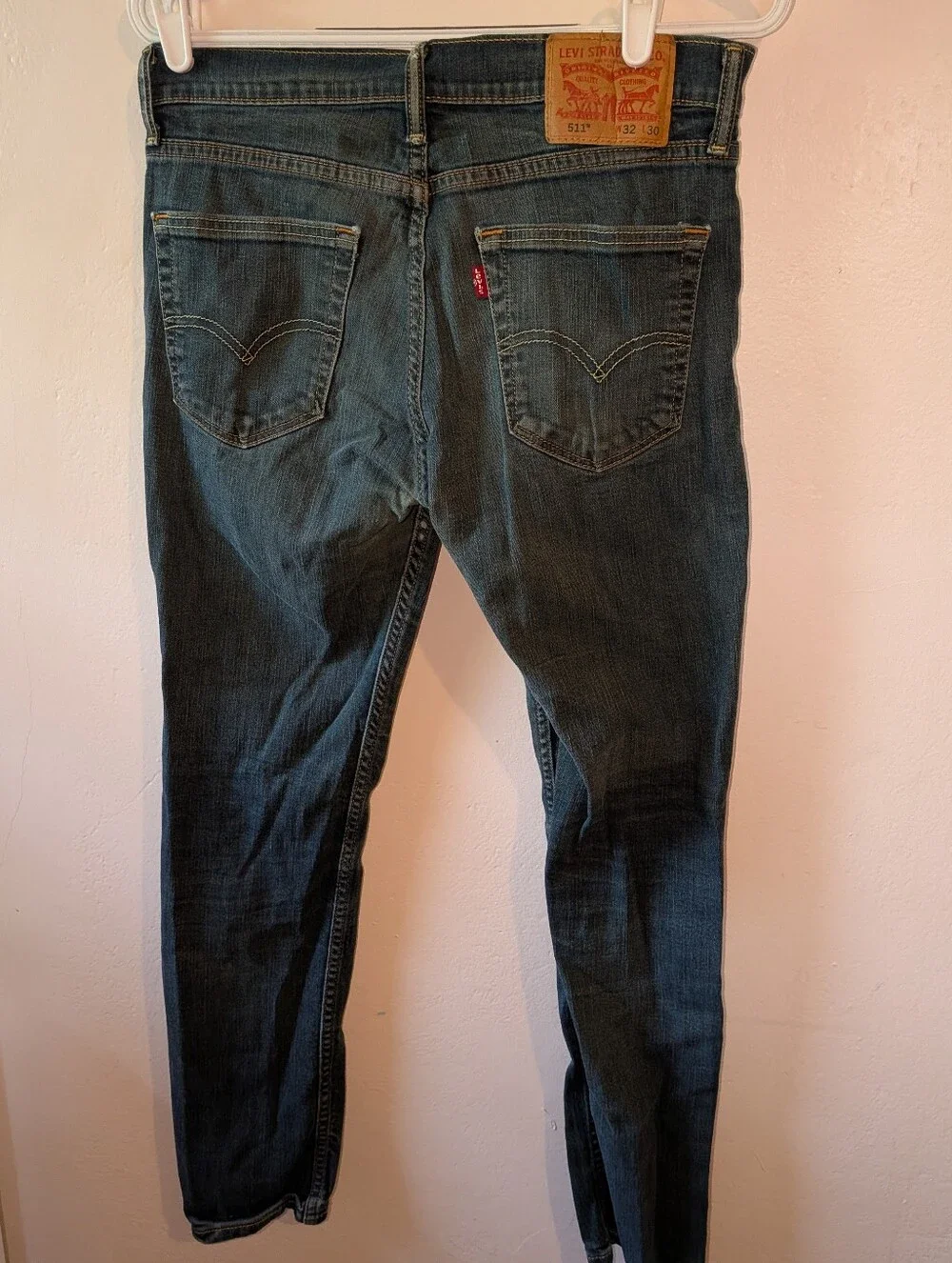 Levi's Blue Denim Jeans with Tan Leather Patch